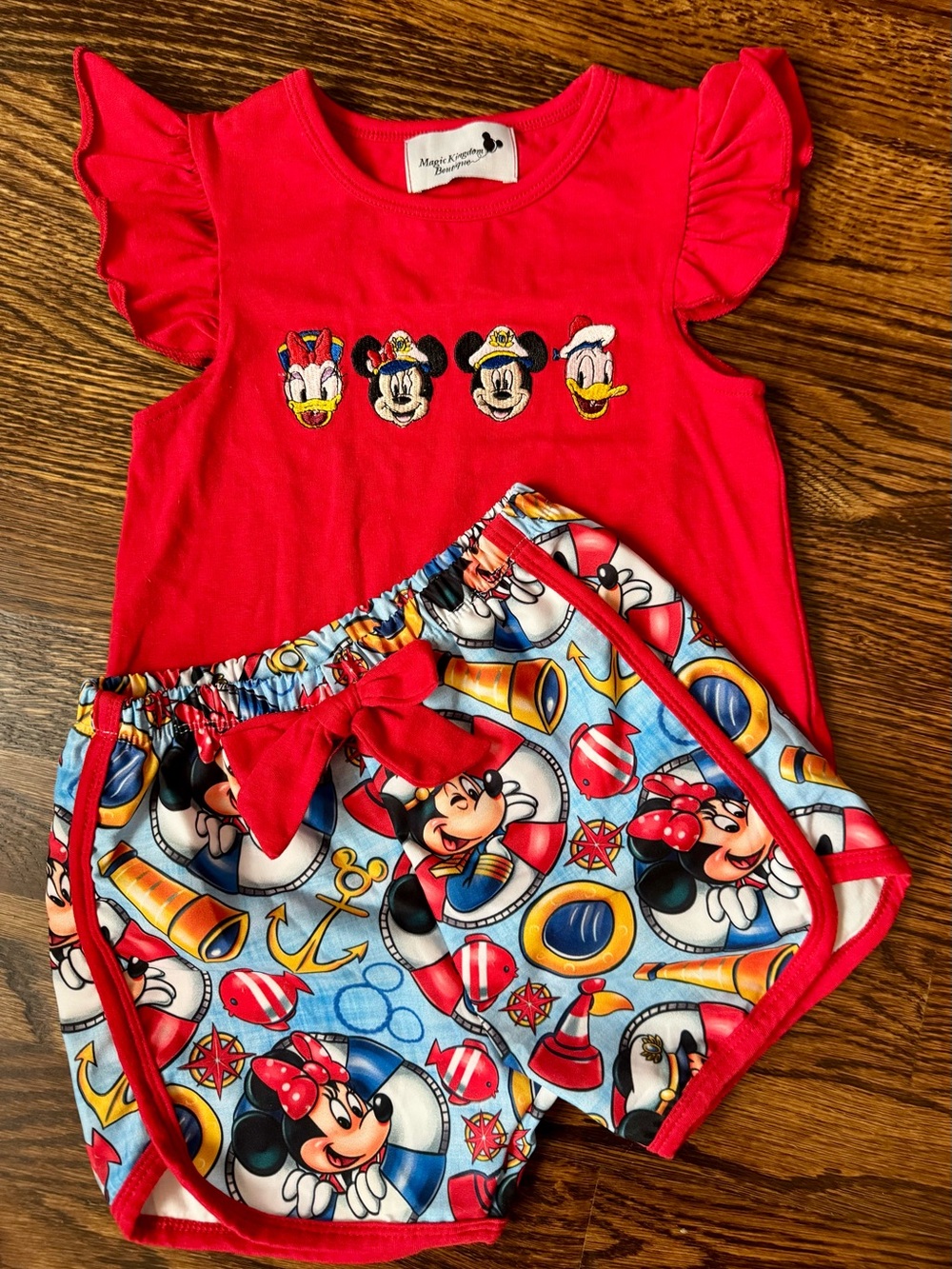 Disney Cruise Character Ruffle Sleeve Top & Matching Shorts Set- 3t